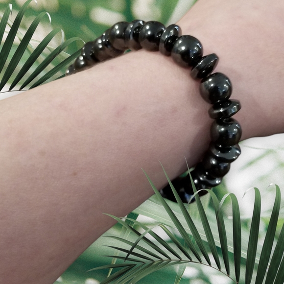 Magnetic Hematite Stretch Bracelet, Various Sizes, Unisex - Picture 2 of 4